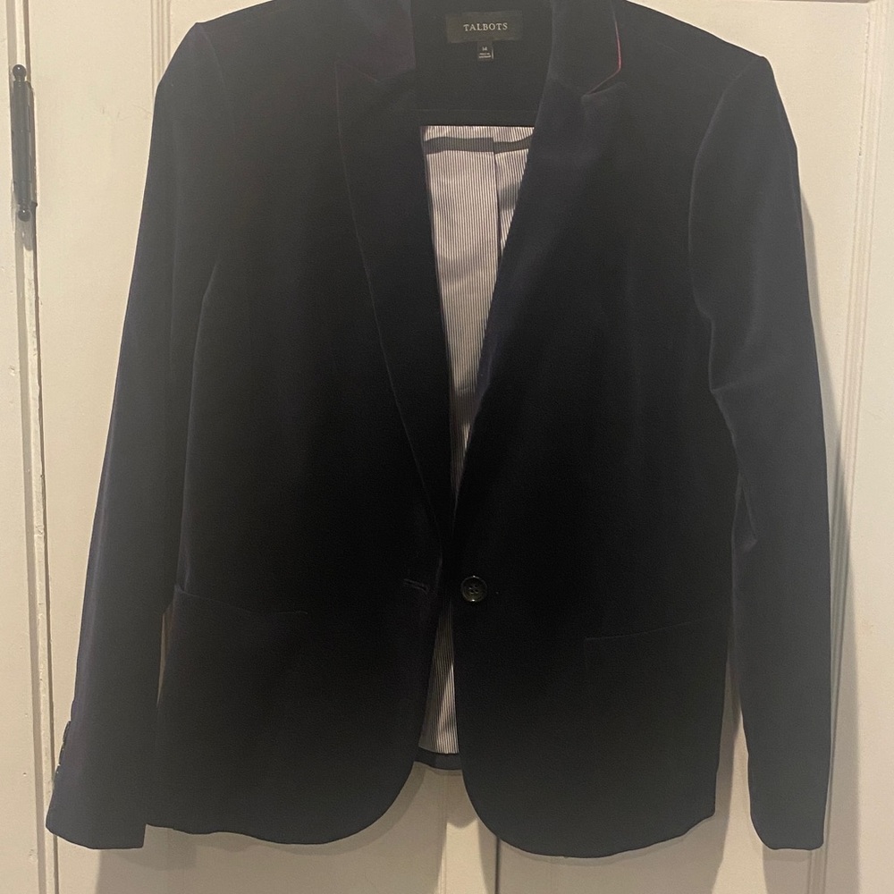 Talbots Midnight Blue Velvet Jacket